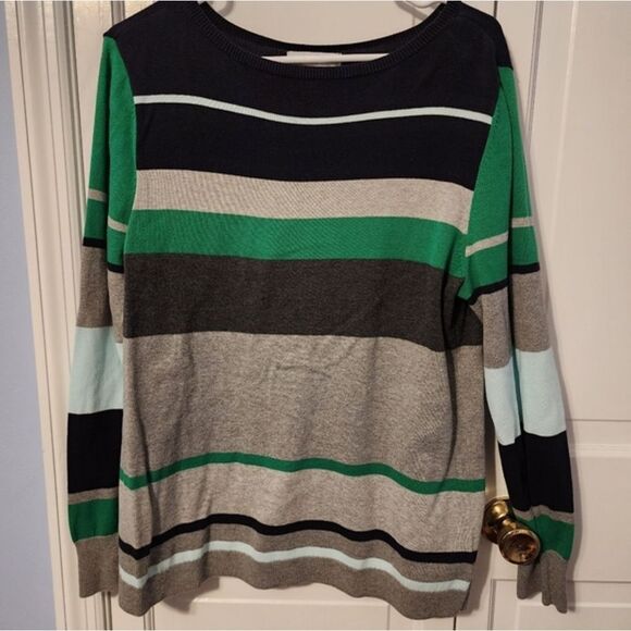 Liz Claiborne Tops - Liz Claiborne Color Block Striped Long Sleeve Light Sweater. Multi Seasons. XL